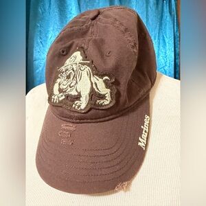 🪖US Marines Bulldog Logo Baseball Cap – Brown – 100% Cotton – Adjustable Velcro